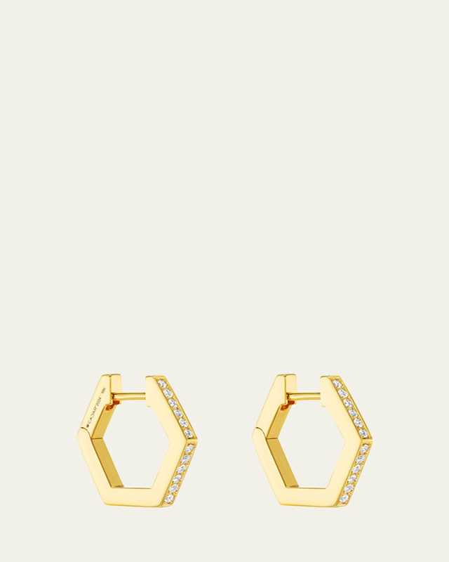 18K Yellow Gold B HOME Hoop Earrings with Diamonds, 15mm